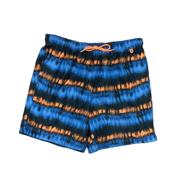 Eddie Bauer Shorts Men's Size Large Swim Trunks 7" Inseam Orange‎ Blue Tidal - Picture 1 of 12